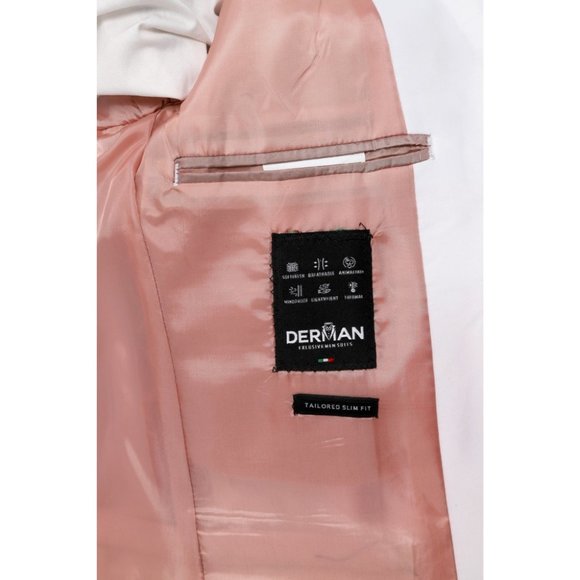 Derman Pink Pointed Collar Silvery Classic 2 Piece Tuxedo - Picture 5 of 5